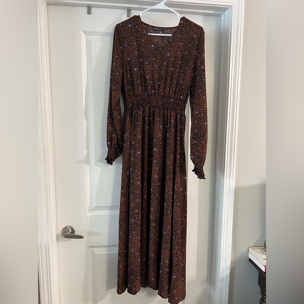 SHEIN Black Floral Long Sleeve Dress
